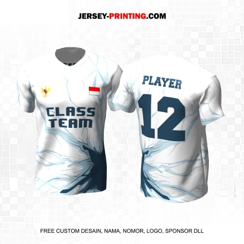 Jersey Kelas Putih Biru Motif Abstrak 103