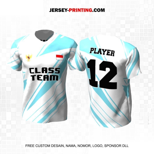 Jersey Kelas Putih Biru Motif Abstrak 159