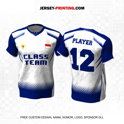 Jersey Kelas Putih Biru Motif Abstrak 210