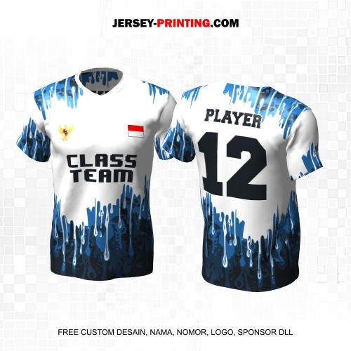 Jersey Kelas Putih Biru Motif Abstrak 52
