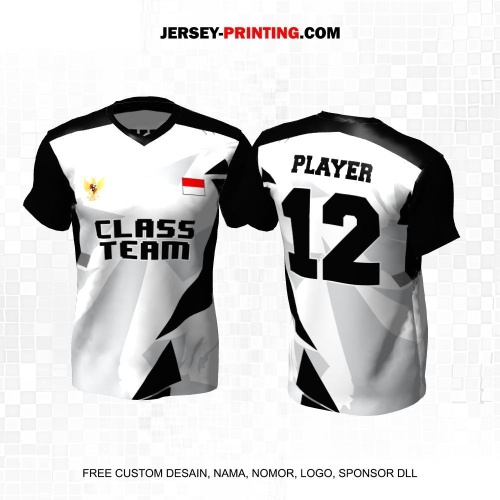 Jersey Kelas Putih Hitam Motif Abstrak 19