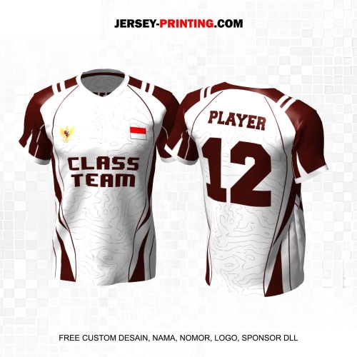 Jersey Kelas Putih Maroon Motif Liquid 151