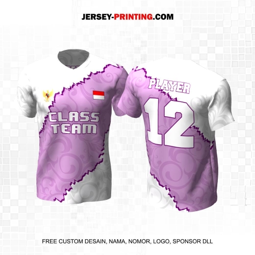 Jersey Kelas Putih Ungu Motif Batik 135