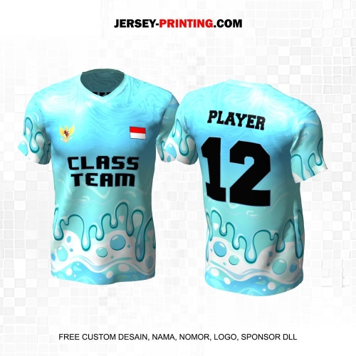 Jersey Kelas Tosca Biru Motif Liquid Lelehan 155
