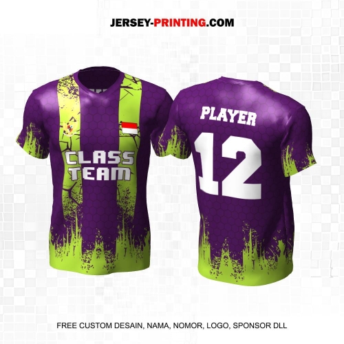 Jersey Kelas Ungu Hijau Motif Abstrak Honeycomb 161