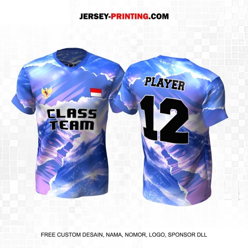 Jersey Kelas Ungu Motif Abstrak Pegunungan 158