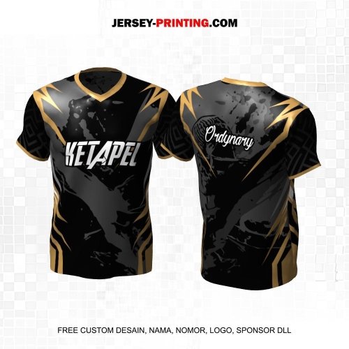 Jersey Ketapel Slingshot Plintheng Hitam Abu Gold Motif Abstrak 14