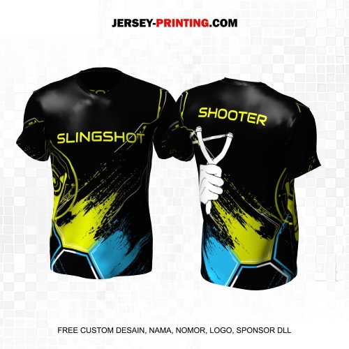 Jersey Ketapel Slingshot Plintheng Hitam Hijau Biru Motif Abstrak Brush 19