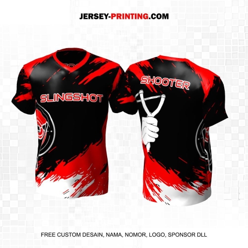 Jersey Ketapel Slingshot Plintheng Hitam Merah Motif Abstrak Brush 17