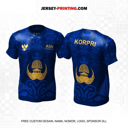 Jersey Korpri Biru Gold Motif Batik 07