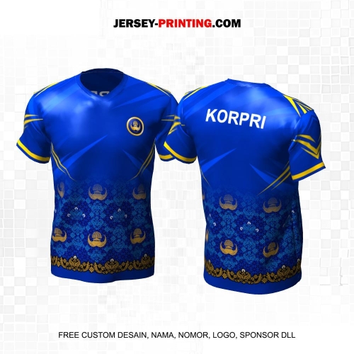 Jersey Korpri Biru Gold Motif Batik 10