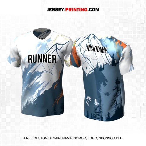 Jersey Lari Abu Biru Motif Pegunungan 575