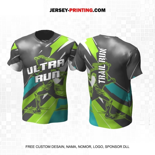 Jersey Lari Abu Hijau Tosca Motif Abstrak 576