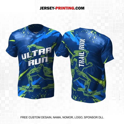 Jersey Lari Biru Hijau Motif Abstrak 574