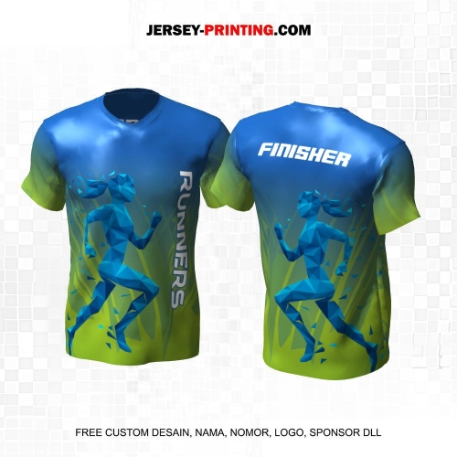 Jersey Lari Biru Hijau Motif Abstrak 577