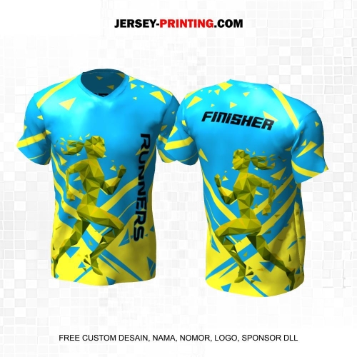 Jersey Lari Biru Kuning Motif Abstrak 581