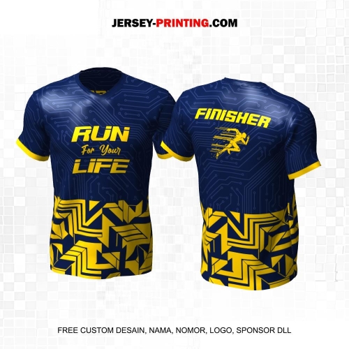 Jersey Lari Biru Kuning Motif Abstrak 622