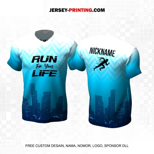 Jersey Lari Biru Motif Perkotaan 508