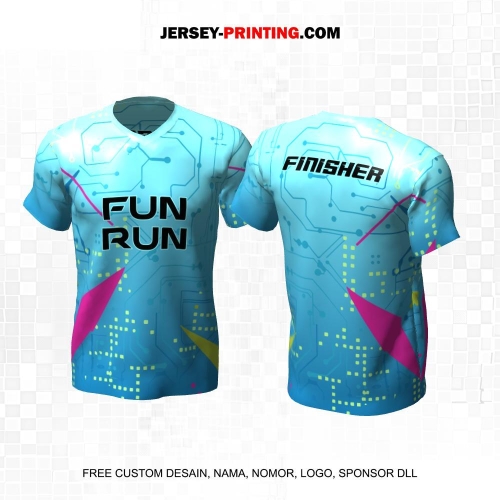 Jersey Lari Biru Pink Motif Abstrak 580