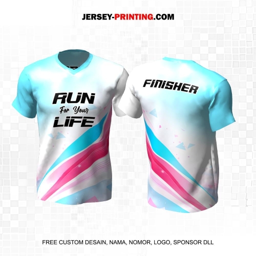 Jersey Lari Biru Pink Putih Motif Abstrak 640