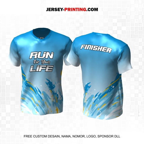 Jersey Lari Biru Putih Motif Abstrak 638
