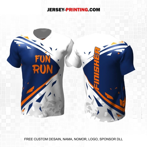 Jersey Lari Biru Putih Orange Motif Abstrak 570