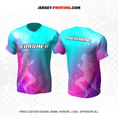 Jersey Lari Gradasi Biru Ungu Motif Teknologi 604