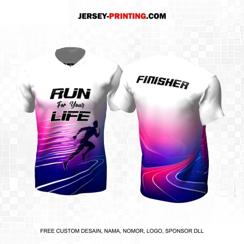 Jersey Lari Gradasi Putih Pink Ungu Motif Lintasan 653