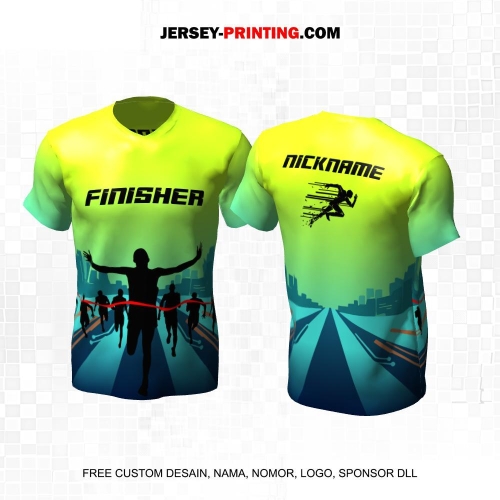 Jersey Lari Hijau Motif Siluet Perkotaan 617