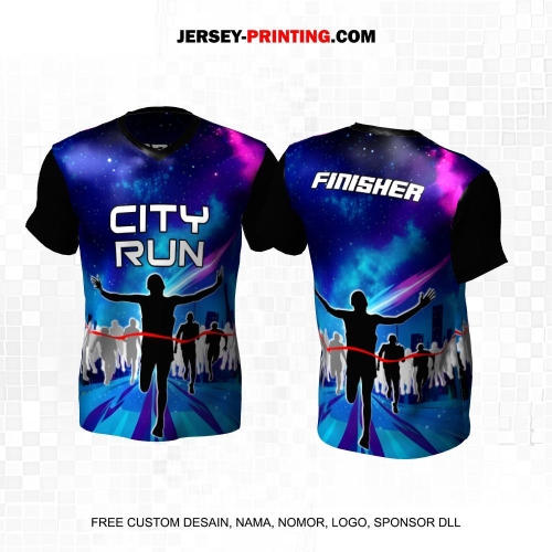 Jersey Lari Hitam Biru Ungu Motif Road 610