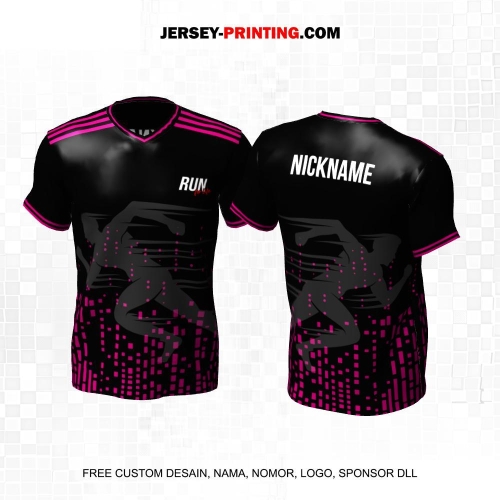 Jersey Lari Hitam Pink Motif Abstrak Square 450