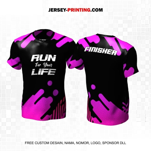 Jersey Lari Hitam Ungu Motif Abstrak 626