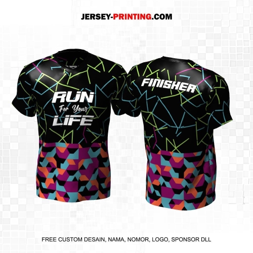 Jersey Lari Hitam Warna Warni Motif Abstrak 600