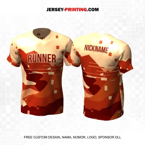 Jersey Lari Krem Maroon Motif Abstrak 587