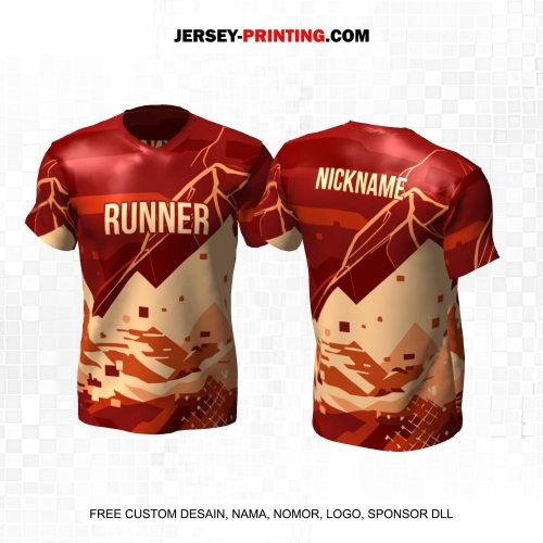 Jersey Lari Maroon Krem Motif Abstrak 586