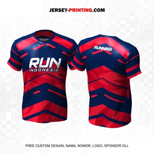 Jersey Lari Merah Biru Motif Abstrak 66