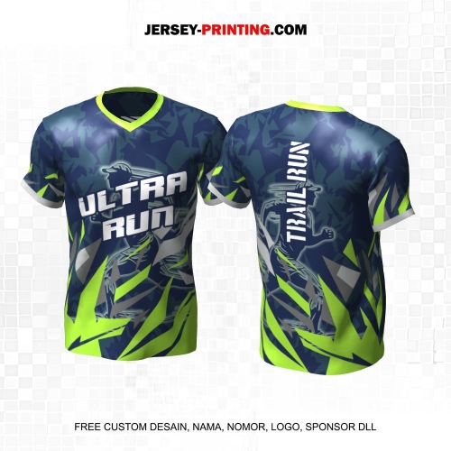 Jersey Lari Navy Hijau Abu Motif Abstrak 569