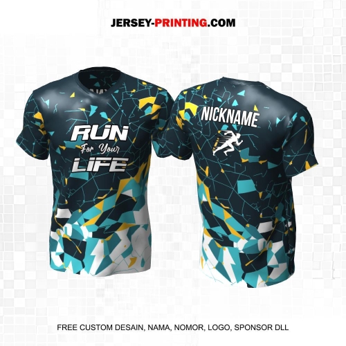 Jersey Lari Navy Putih Tosca Motif Abstrak 555