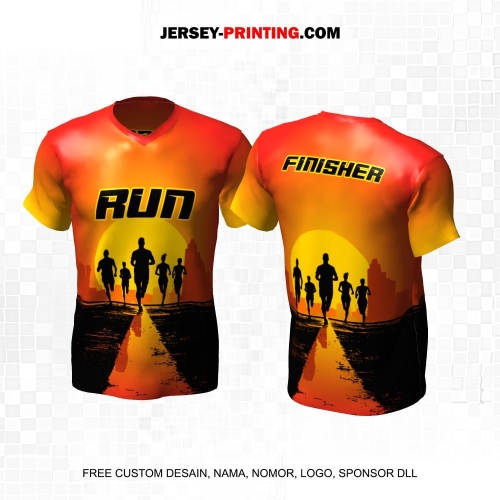 Jersey Lari Orange Hitam Motif Siluet 565