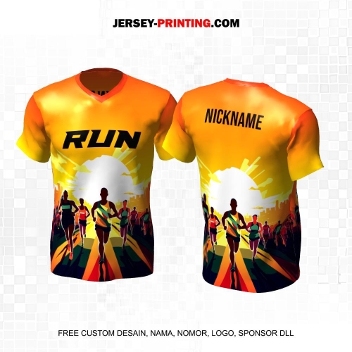 Jersey Lari Orange Motif Running 186