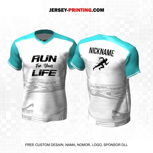 Jersey Lari Putih Tosca Motif Abstrak Kereta Uap 520
