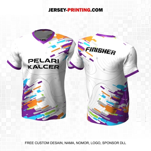 Jersey Lari Putih Warna Warni Motif Abstrak Liquid 609