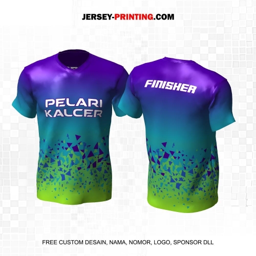 Jersey Lari Ungu Hijau Tosca Motif Abstrak Triangle 578