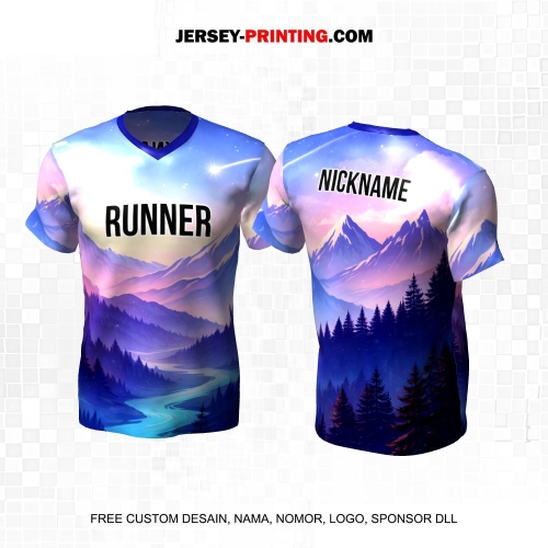 Jersey Lari Ungu Violet Motif Pegunungan 593