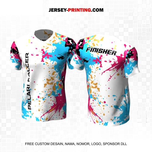 Jersey Lari Warna Warni Motif Abstrak Splash 568