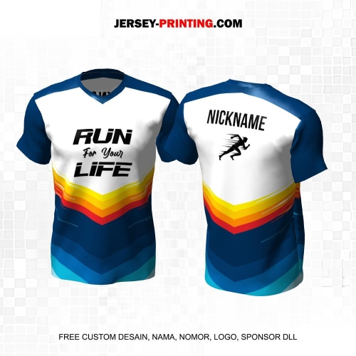 Jersey Lari Warna Warni Motif Geometris 540