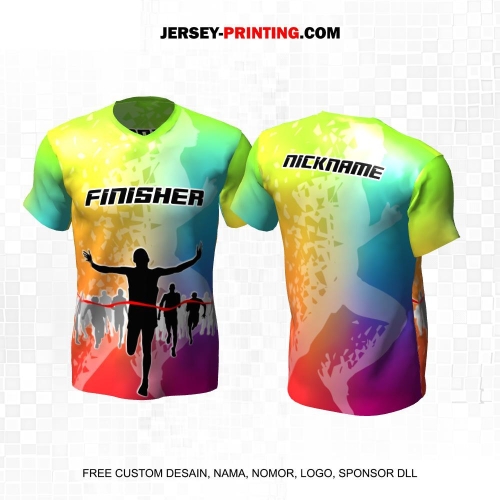 Jersey Lari Warna Warni Motif Siluet Finisher 611