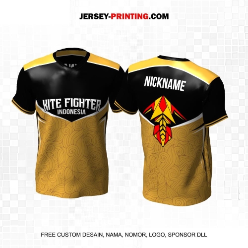 Jersey Layangan Kite Fighter Gold Hitam Motif Liquid 08