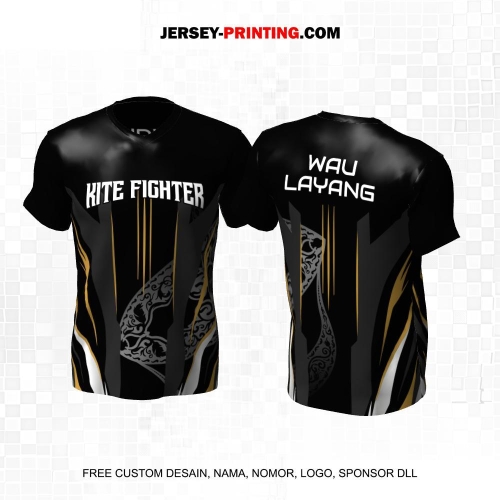 Jersey Layangan Kite Fighter Hitam Abu Gold Motif Abstrak 12