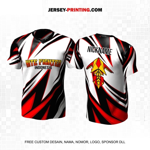 Jersey Layangan Kite Fighter Hitam Merah Putih Motif Abstrak 06